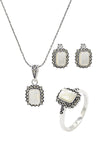 Rectangle Model Silver Triple Jewelry Set With Mother of Pearl (NG201021942)