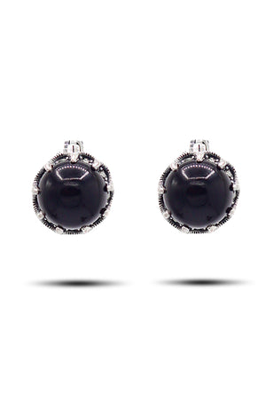 Round Model Silver Triple Jewelry Set With Onyx (NG201021952)