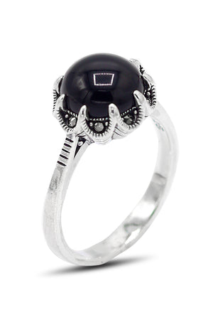 Round Model Silver Triple Jewelry Set With Onyx (NG201021952)
