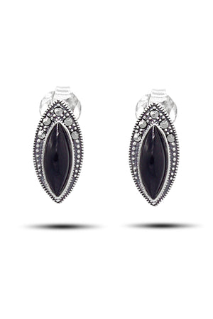 Slanting Model Silver Triple Jewelry Set With Onyx (NG201021954)