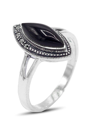 Slanting Model Silver Triple Jewelry Set With Onyx (NG201021954)