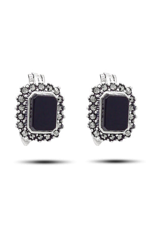 Rectangle Model Silver Triple Jewelry Set With Onyx (NG201021955)