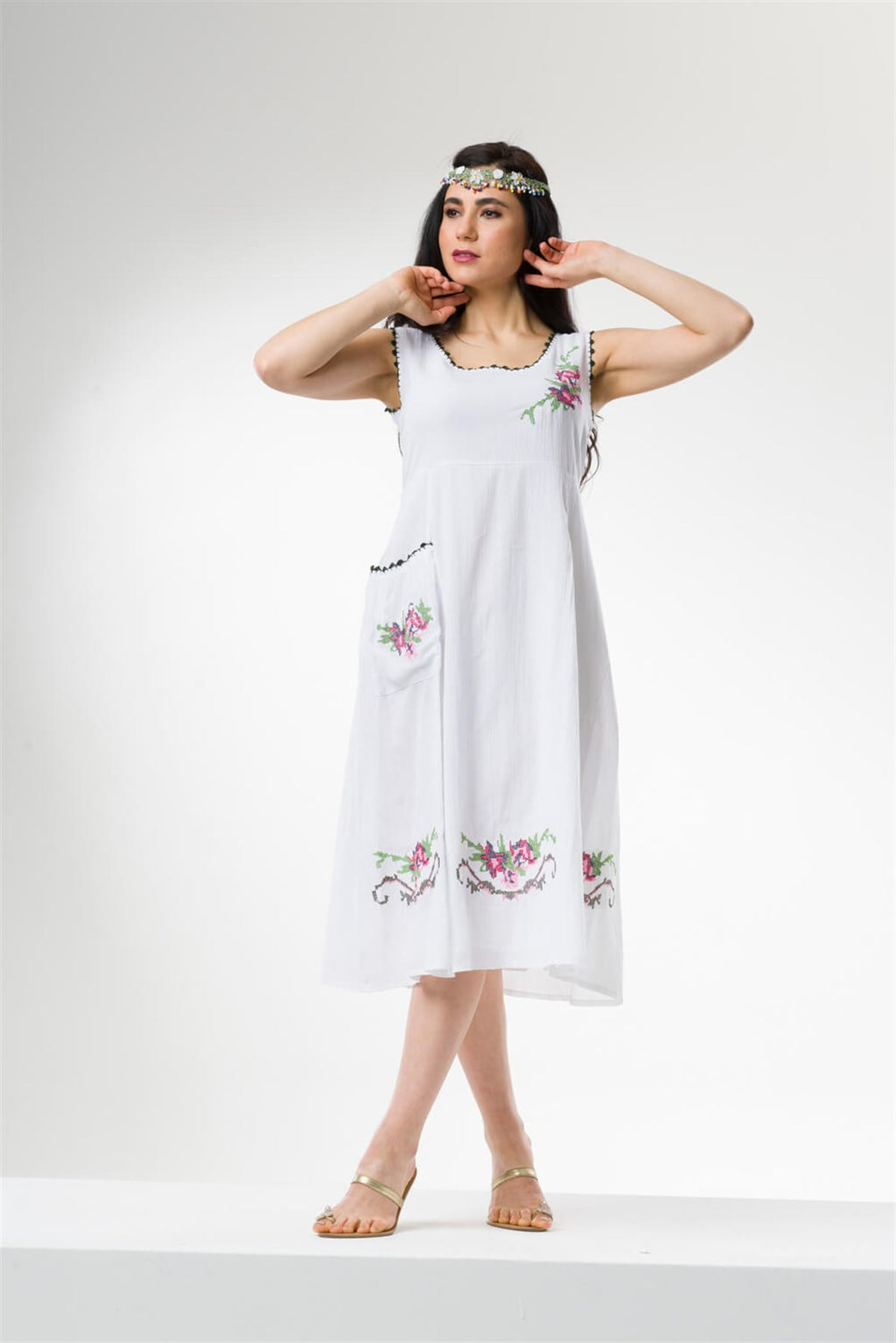 Cotton Gauze Dress - Sleeveless (Burcak)