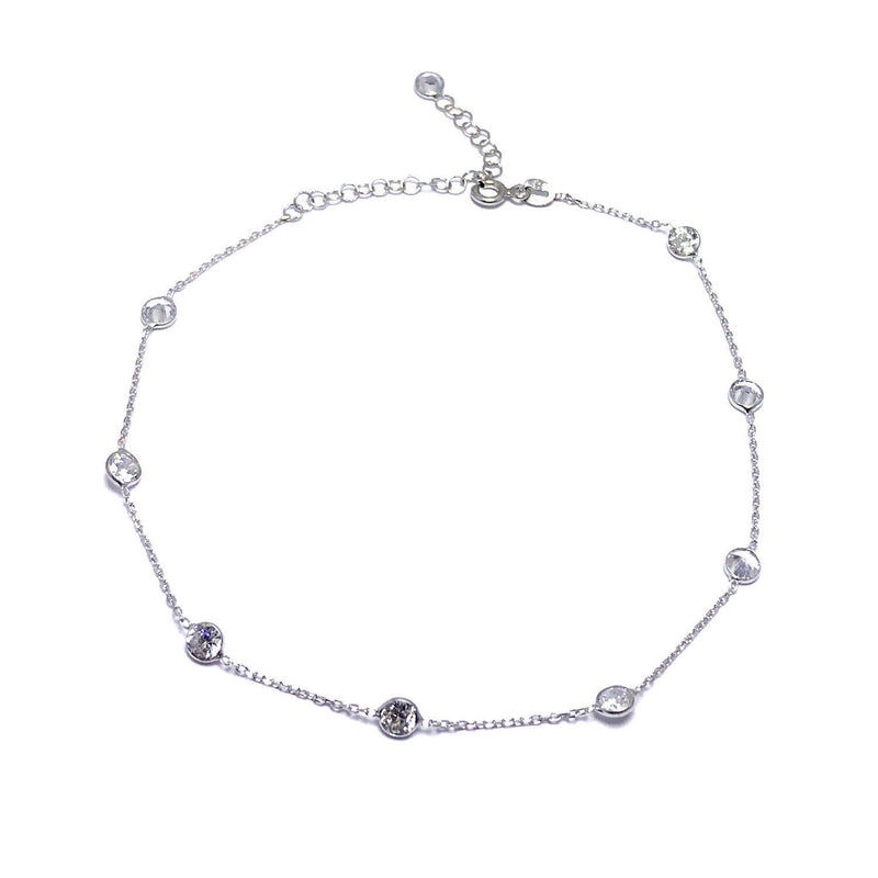 Sterling Silver Anklet With Zircon Gemstone (NG201014745)