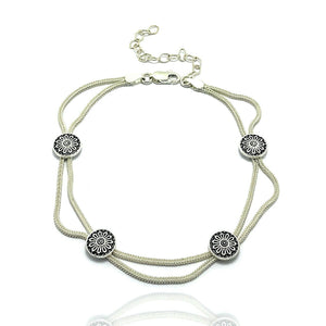 Handmade Mardin Straw Sterling Silver Anklet (NG201013782)