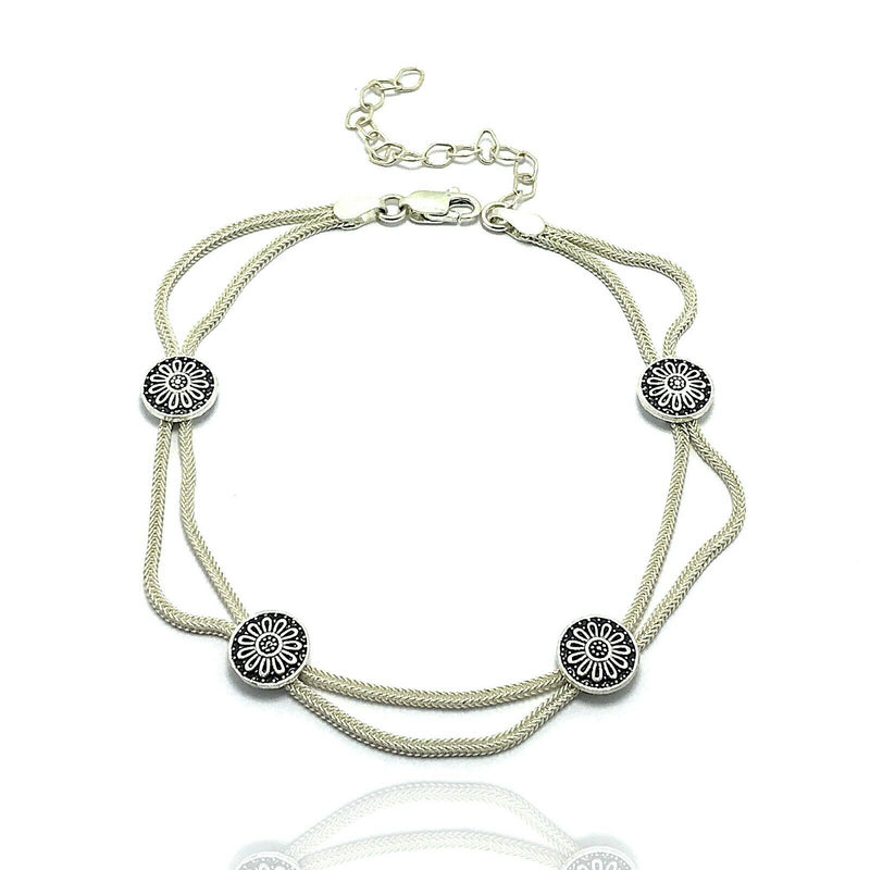 Handmade Mardin Straw Sterling Silver Anklet (NG201013782)