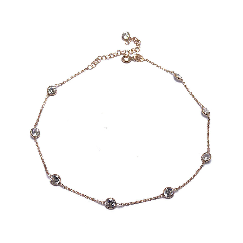 Sterling Silver Anklet With Zircon Gemstone (NG201014744)